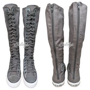 Converse 2012 XXHI RARE Grey Cheetah Print Knee High Zip Lace Up Sneaker Boot 8